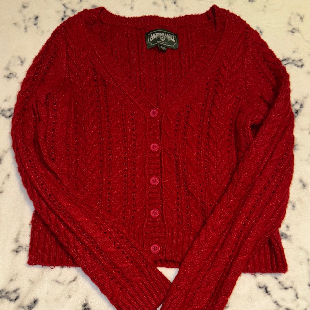 American Eagle Cable Knit Red Sweater✨